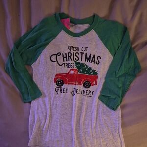 Green and White Christmas Tree Kids Shirt